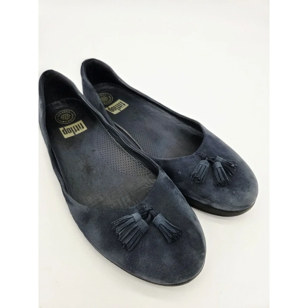 FitFlop‎ Womens Size 10 Comfort Slip On Ballet Flat Shoes Navy Suede
